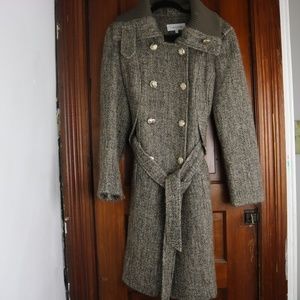 Tan and Brown Gingham Calvin Klein Trench Coat